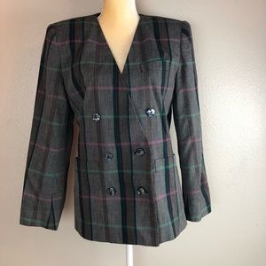 Brystelle Vintage Plaid Blazer Small